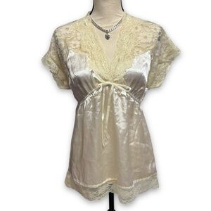 Cream Lace Baby Doll Lingerie Top